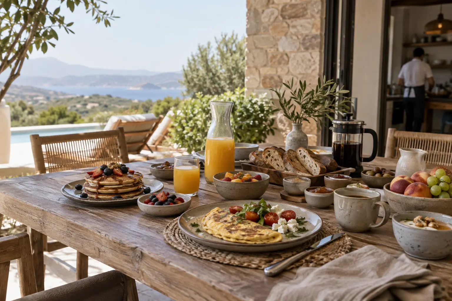 Breakfast prepared for a relaxed morning at your villa