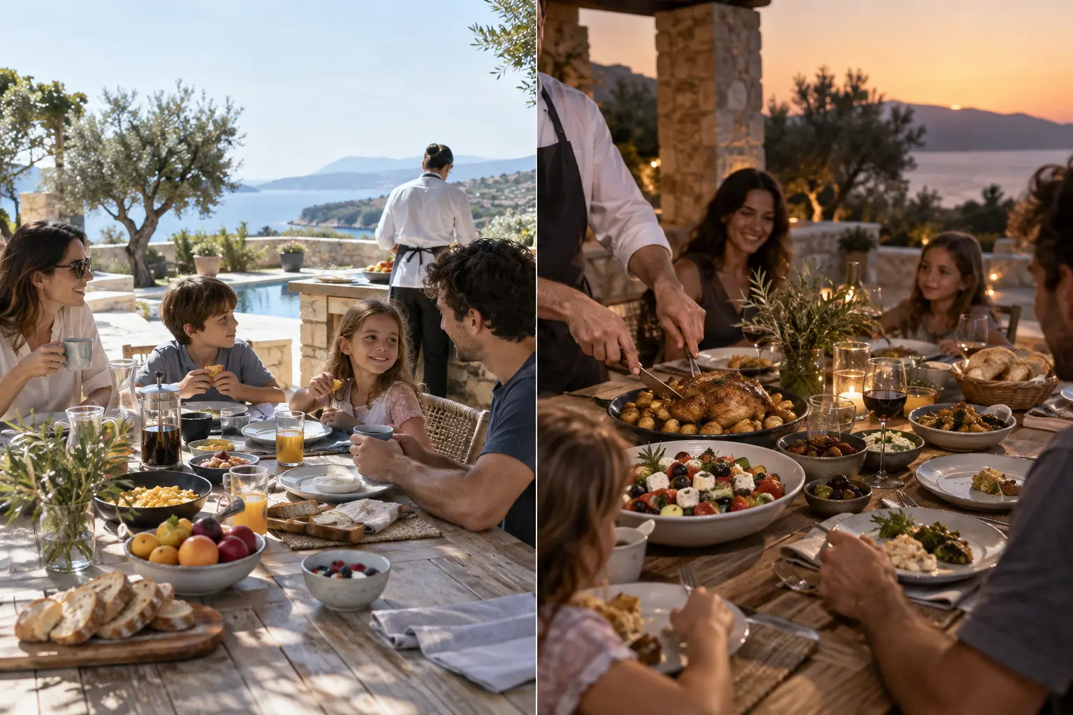 Fresh food prepared for a private villa meal