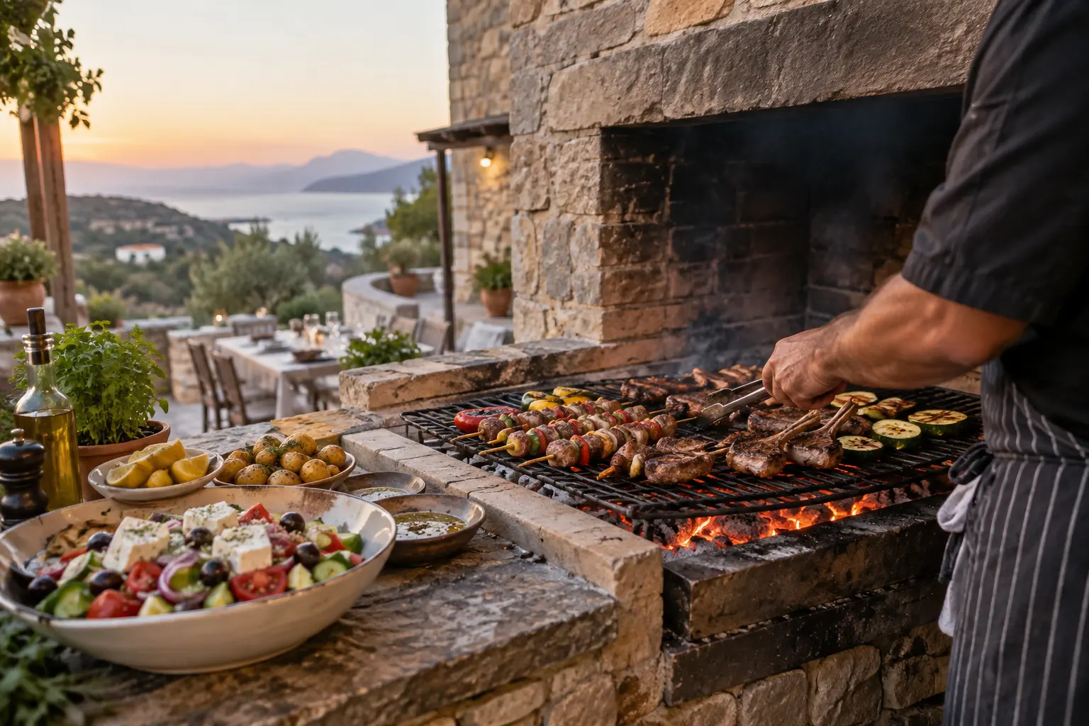 Greek BBQ Chef at a villa in Chania